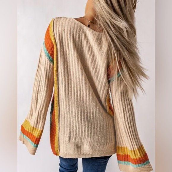 Dokotoo Womens 2025 Color Block Striped Lightweight Sweater - Picture 2 of 5